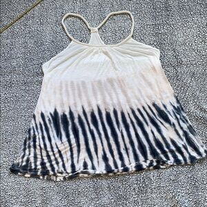 Forever 21 White and Blue Asymmetrical Camisole
